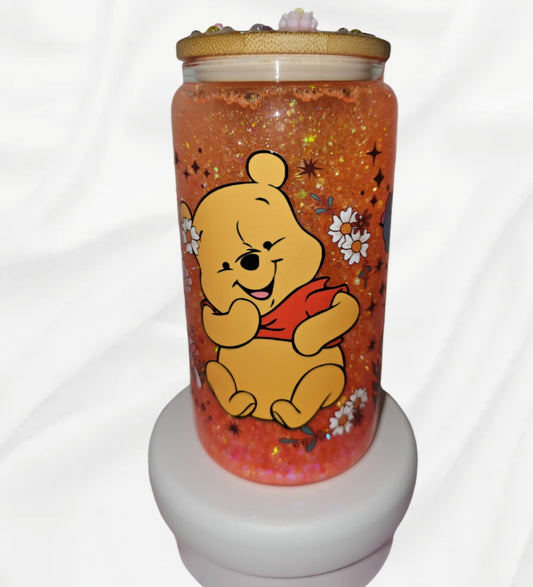 Winnie &Friends 16oz glass cup