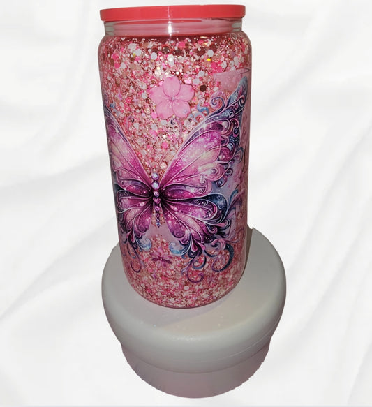 Butterfly glass cup 16oz
