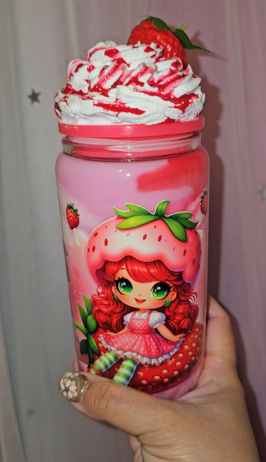 16oz Glass Strawberry shortcake cup